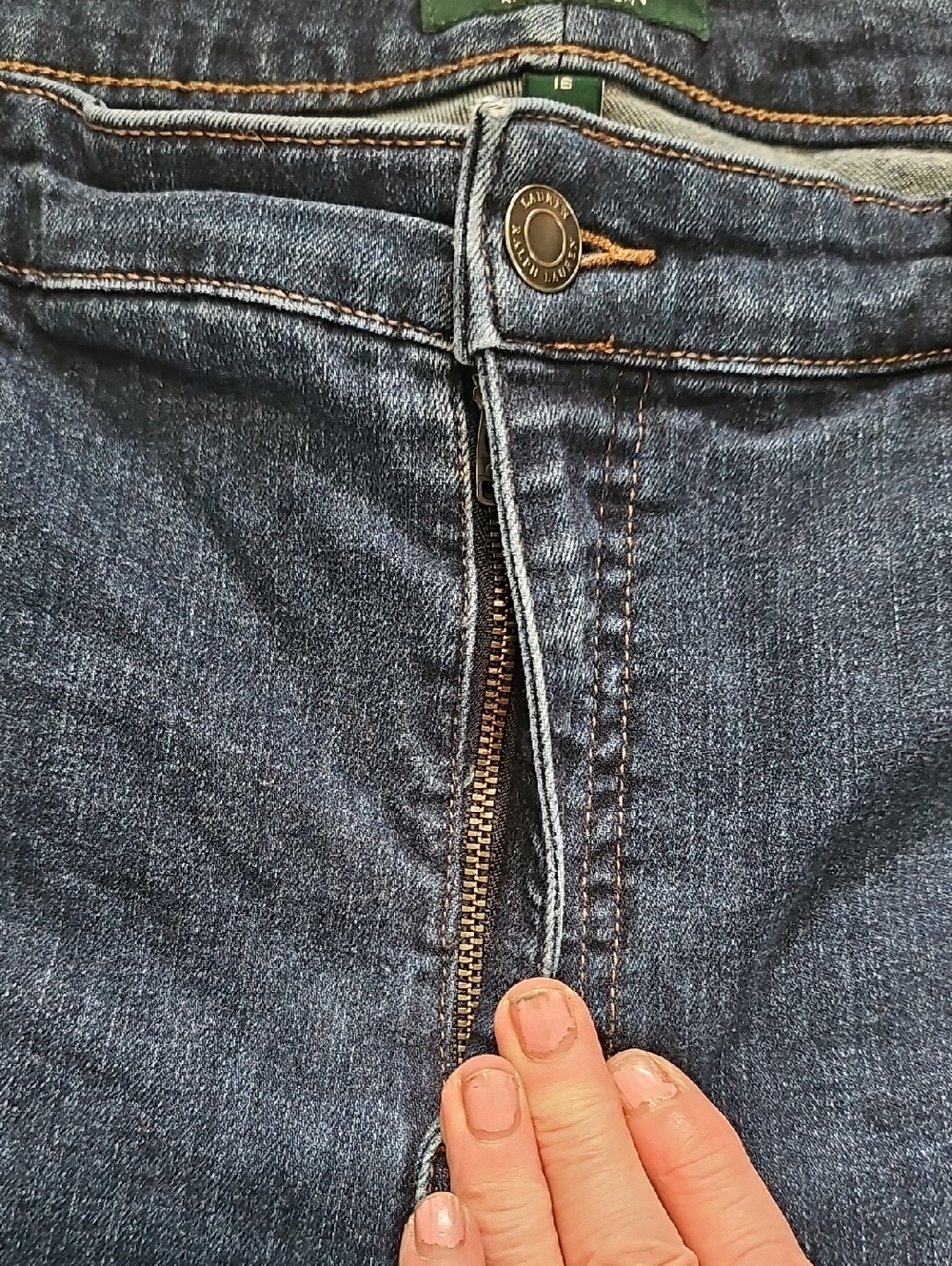 Ralph Lauren Size 16 Stretch Indigo Straight-Leg Jeans - Picture 3 of 6